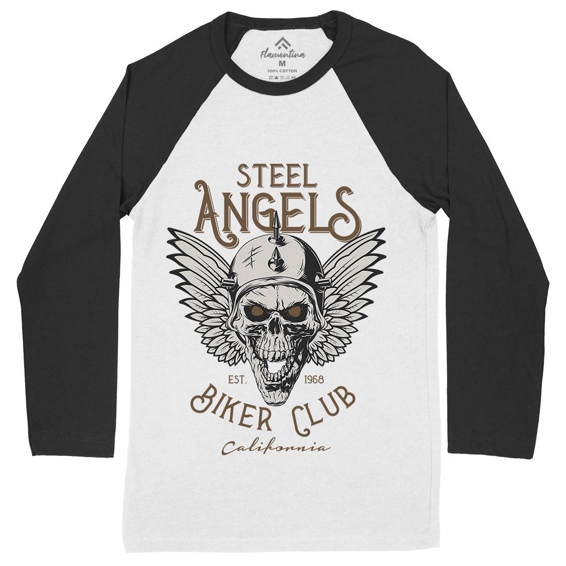Steel Angels Mens Long Sleeve Baseball T-Shirt Motorcycles D984
