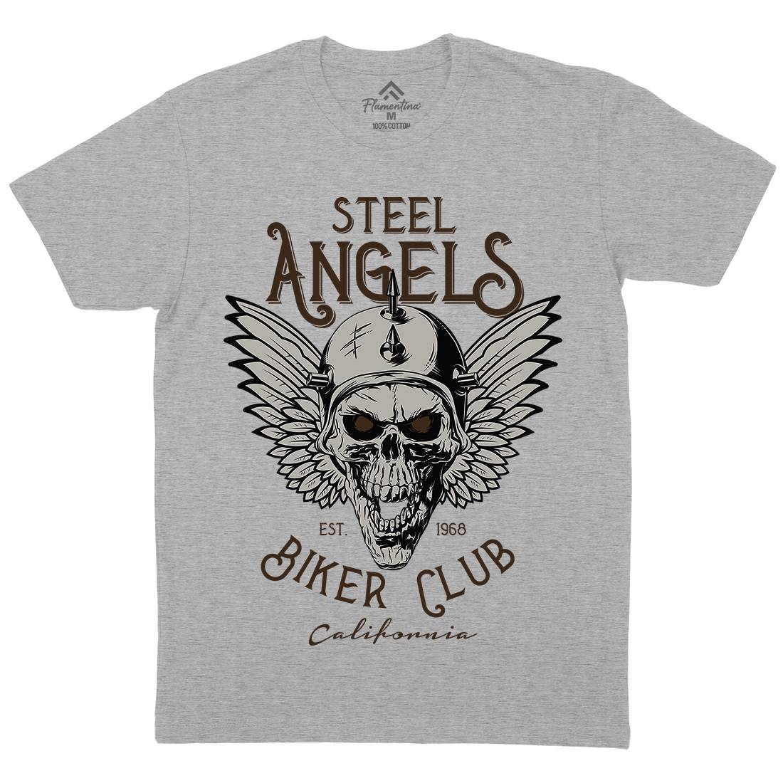 Steel Angels Mens Organic Crew Neck T-Shirt Motorcycles D984