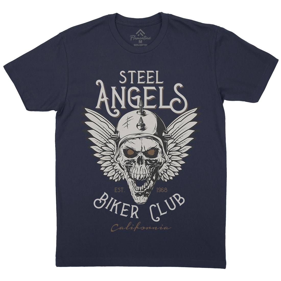 Steel Angels Mens Organic Crew Neck T-Shirt Motorcycles D984
