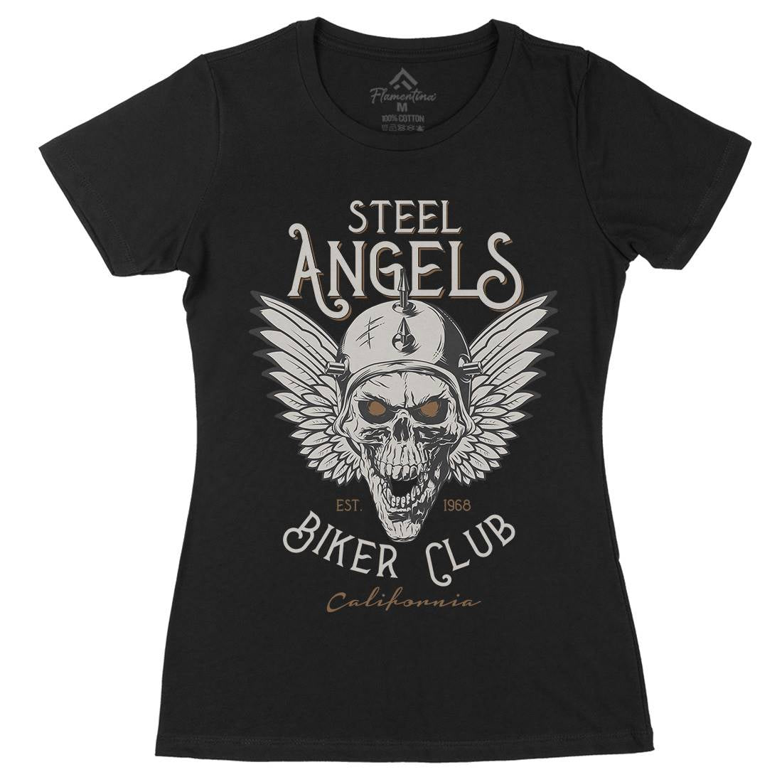 Steel Angels Womens Organic Crew Neck T-Shirt Motorcycles D984