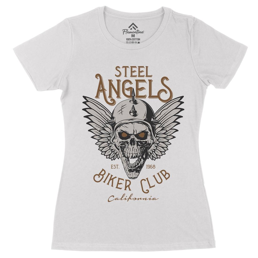 Steel Angels Womens Organic Crew Neck T-Shirt Motorcycles D984