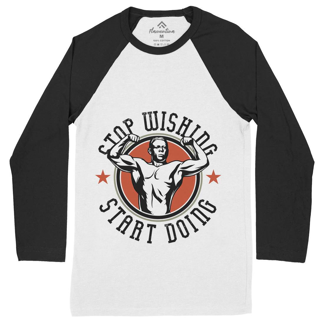 Stop Wishing Mens Long Sleeve Baseball T-Shirt Gym D985