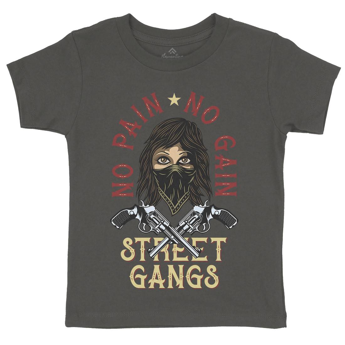 Street Gangs Kids Organic Crew Neck T-Shirt Retro D986