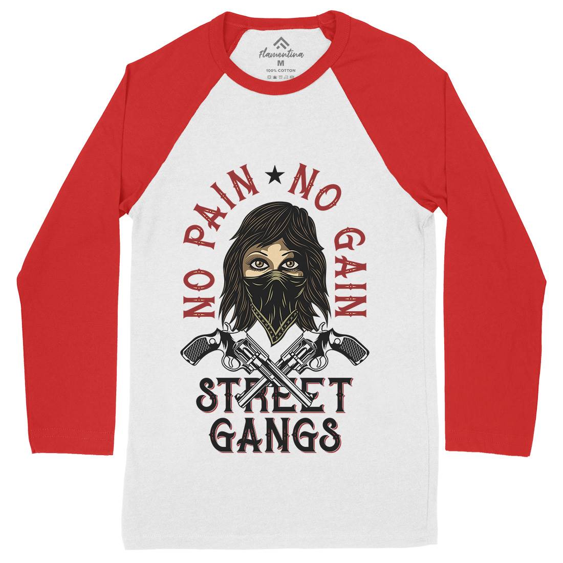 Street Gangs Mens Long Sleeve Baseball T-Shirt Retro D986