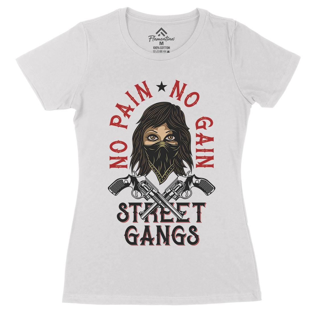 Street Gangs Womens Organic Crew Neck T-Shirt Retro D986