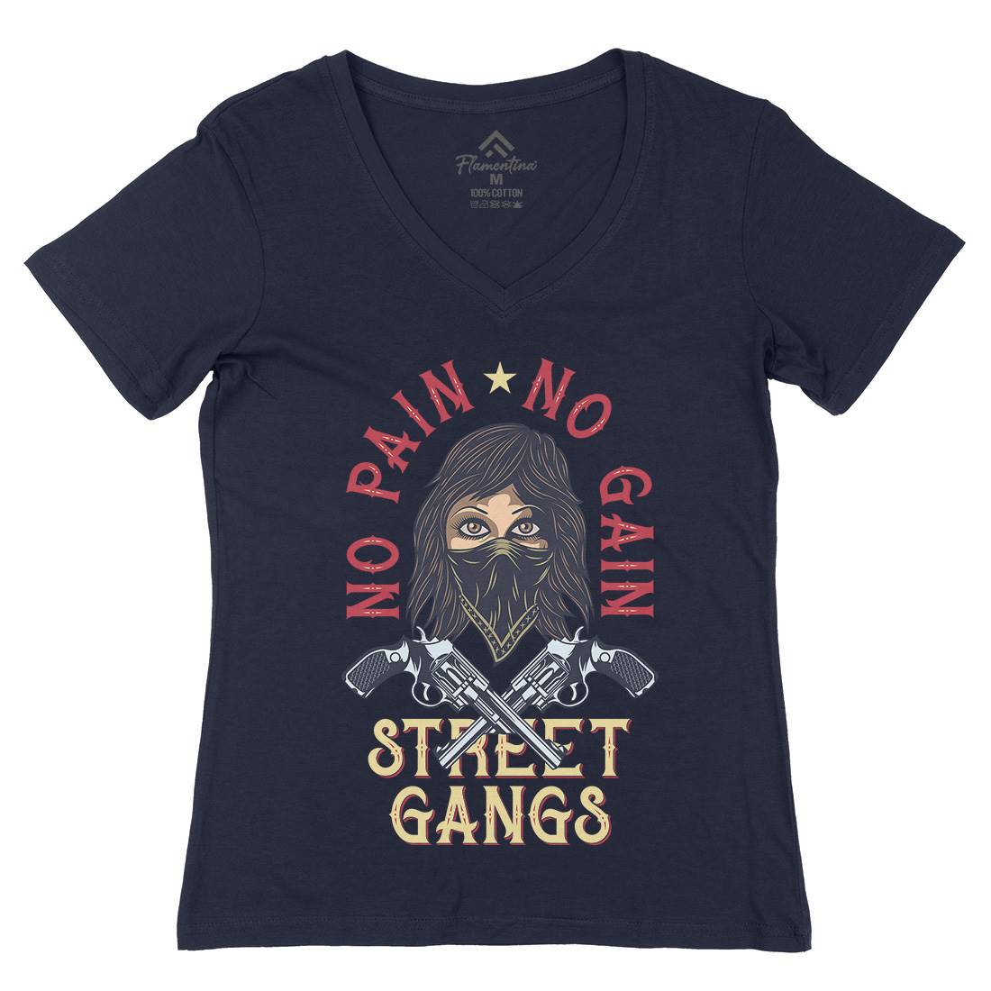 Street Gangs Womens Organic V-Neck T-Shirt Retro D986