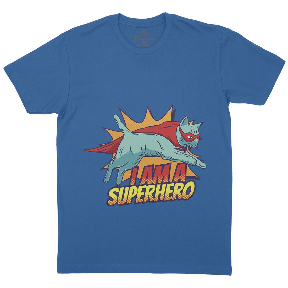 Superhero Cat Mens Organic Crew Neck T-Shirt Animals D987