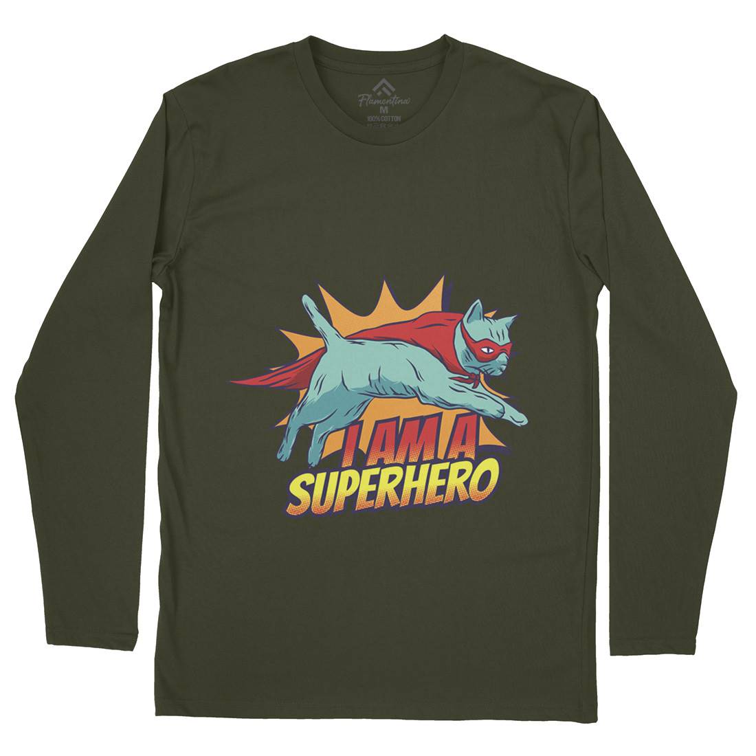 Superhero Cat Mens Long Sleeve T-Shirt Animals D987