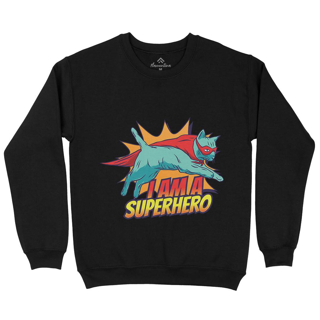 Superhero Cat Mens Crew Neck Sweatshirt Animals D987