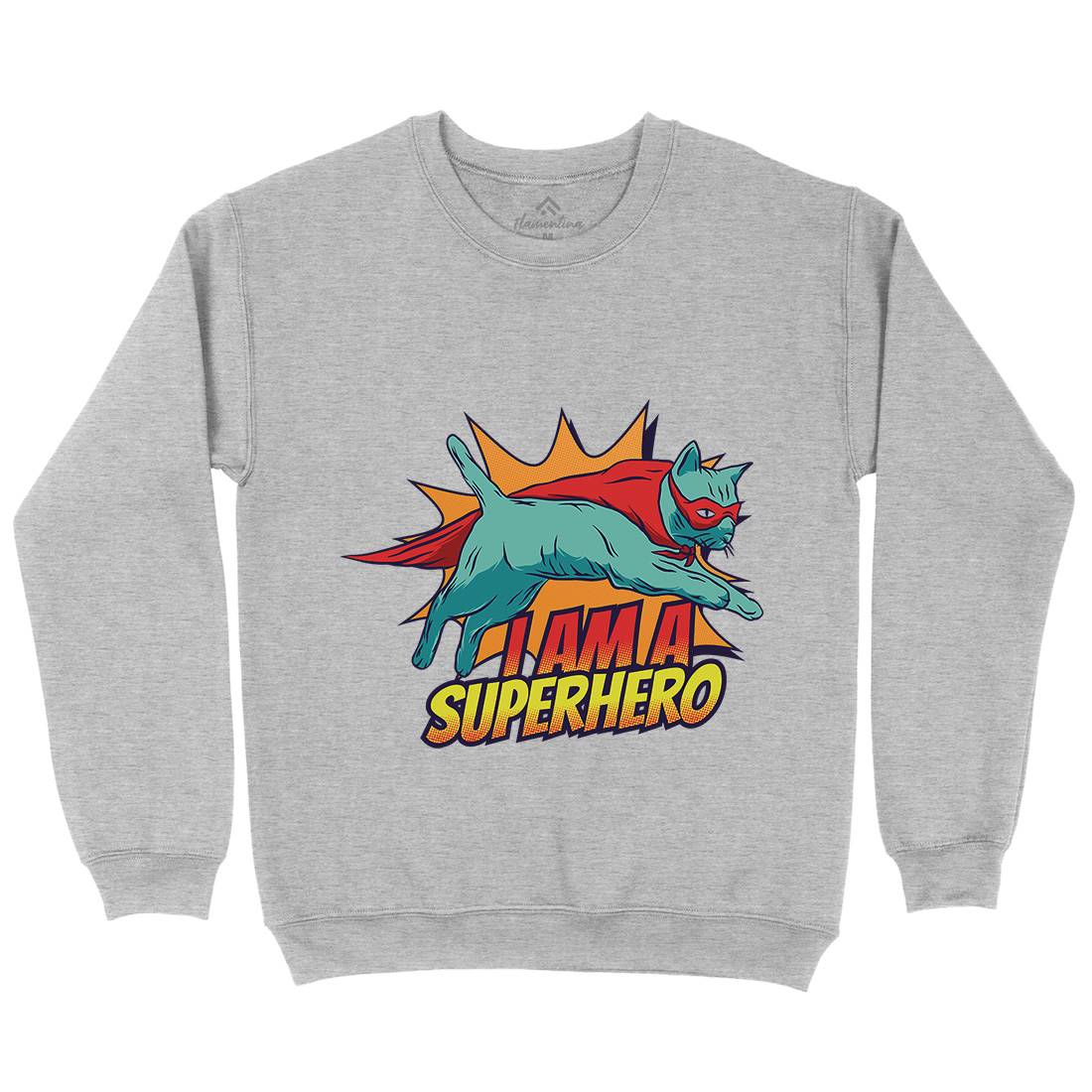 Superhero Cat Kids Crew Neck Sweatshirt Animals D987