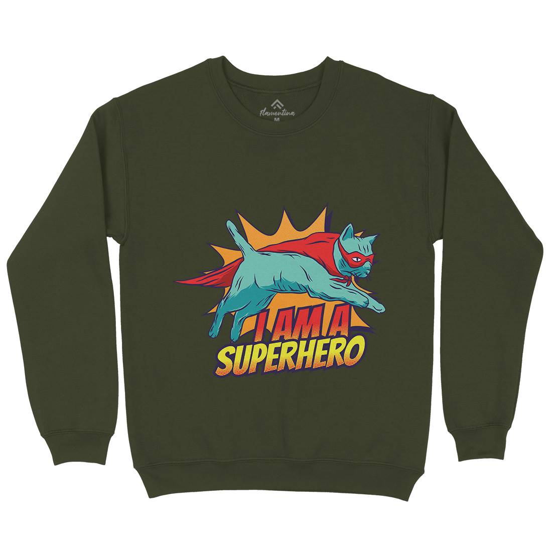 Superhero Cat Mens Crew Neck Sweatshirt Animals D987