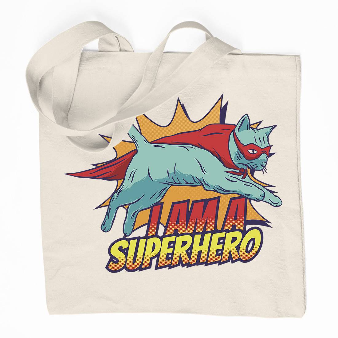 Superhero Cat Organic Premium Cotton Tote Bag Animals D987