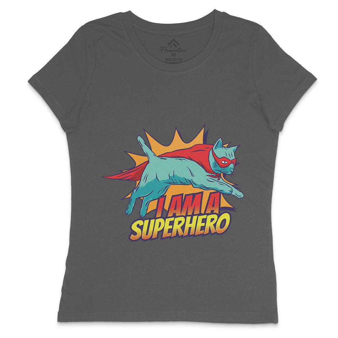 Superhero Cat Womens Crew Neck T-Shirt Animals D987