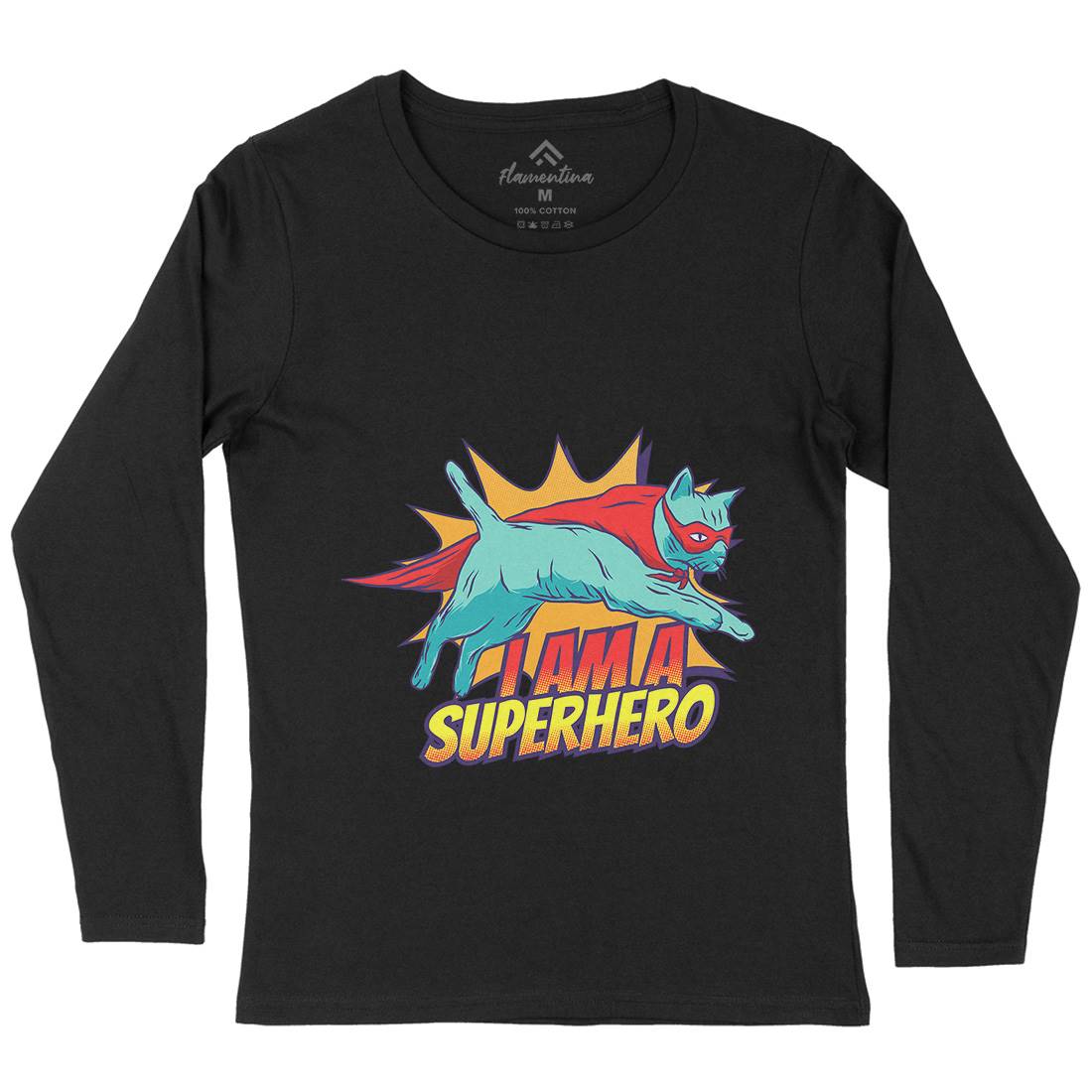 Superhero Cat Womens Long Sleeve T-Shirt Animals D987