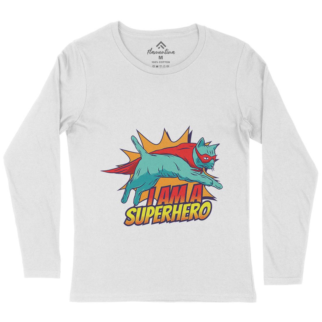 Superhero Cat Womens Long Sleeve T-Shirt Animals D987
