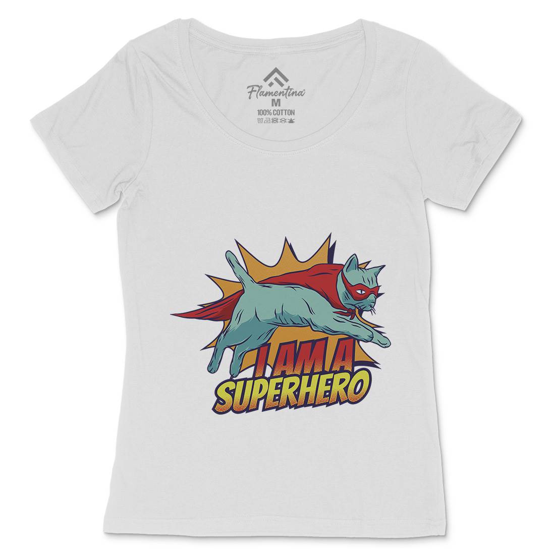 Superhero Cat Womens Scoop Neck T-Shirt Animals D987