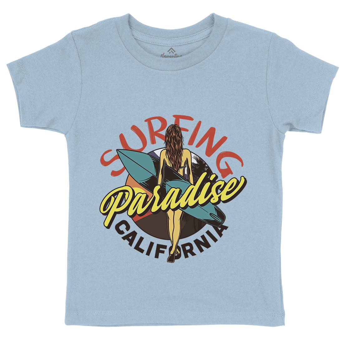 Surfing Paradise Kids Organic Crew Neck T-Shirt Surf D989