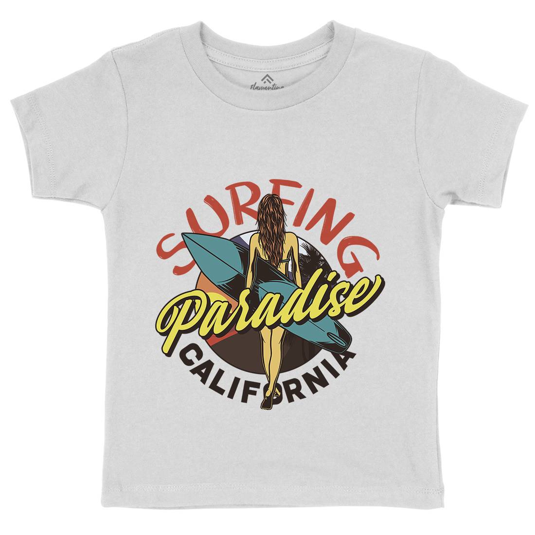 Surfing Paradise Kids Organic Crew Neck T-Shirt Surf D989