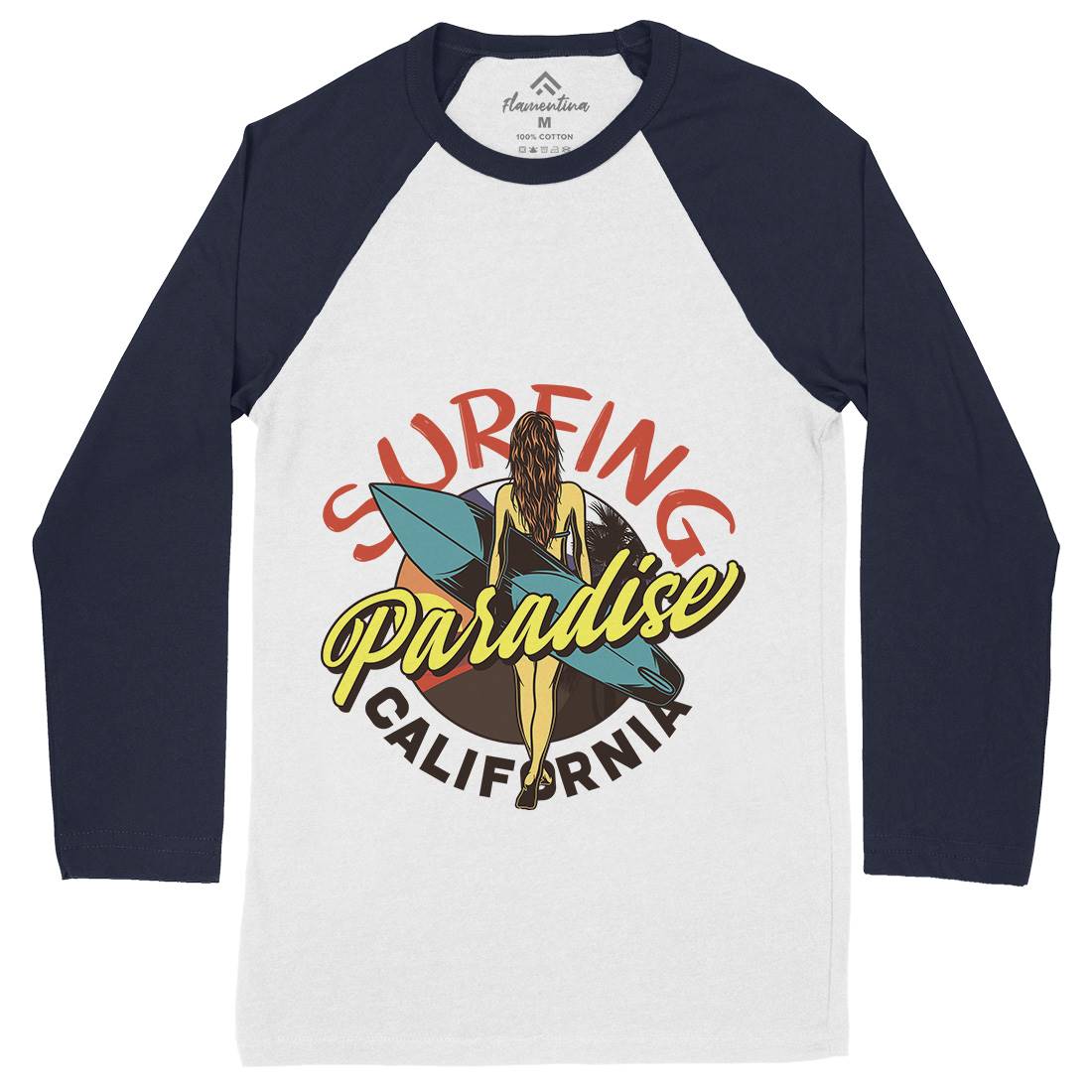 Surfing Paradise Mens Long Sleeve Baseball T-Shirt Surf D989