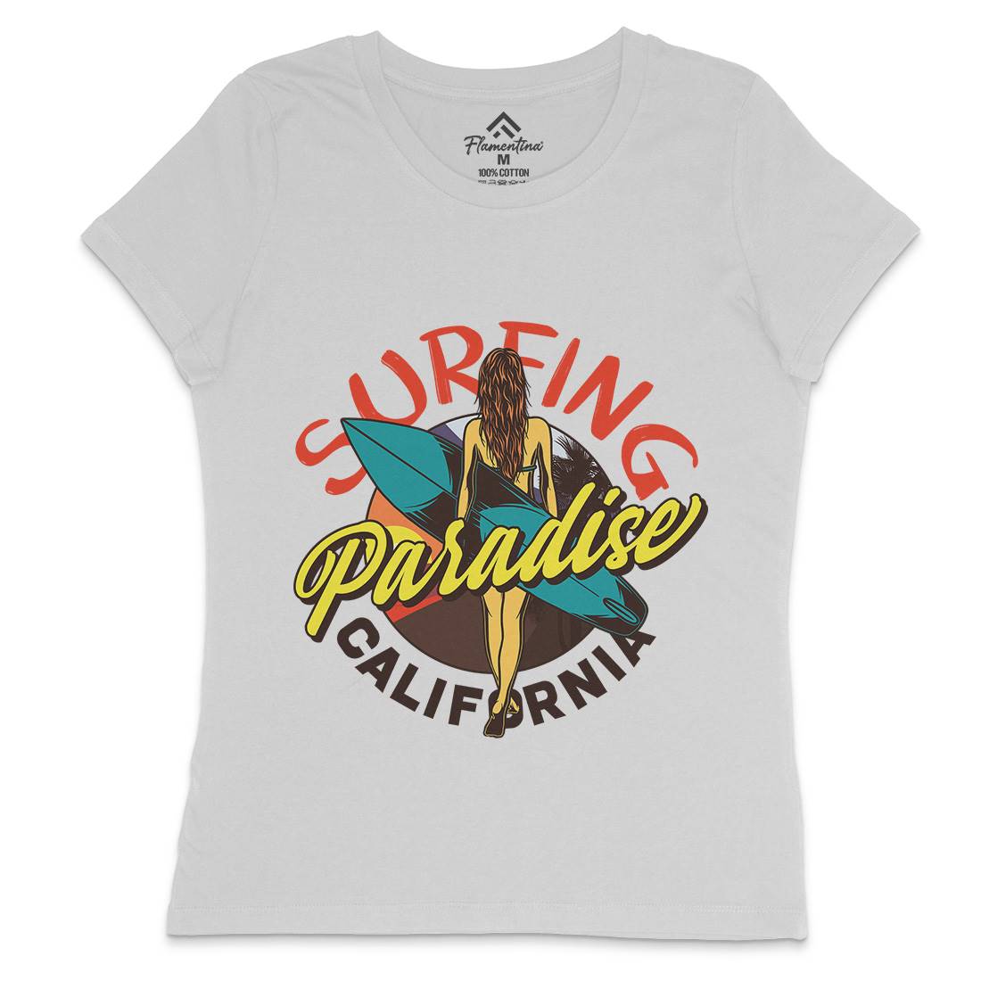 Surfing Paradise Womens Crew Neck T-Shirt Surf D989