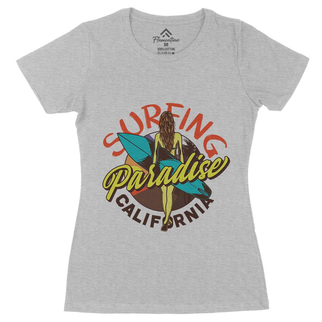Surfing Paradise Womens Organic Crew Neck T-Shirt Surf D989
