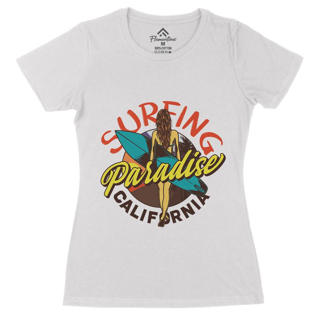 Surfing Paradise Womens Organic Crew Neck T-Shirt Surf D989