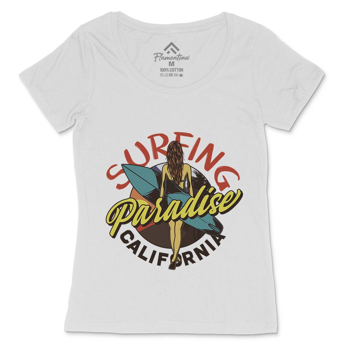 Surfing Paradise Womens Scoop Neck T-Shirt Surf D989