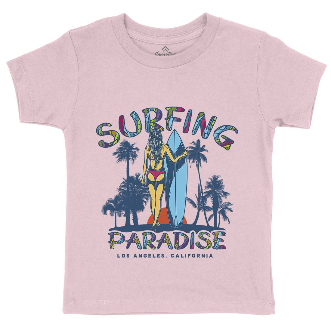 Surfing Paradise La Kids Organic Crew Neck T-Shirt Surf D990