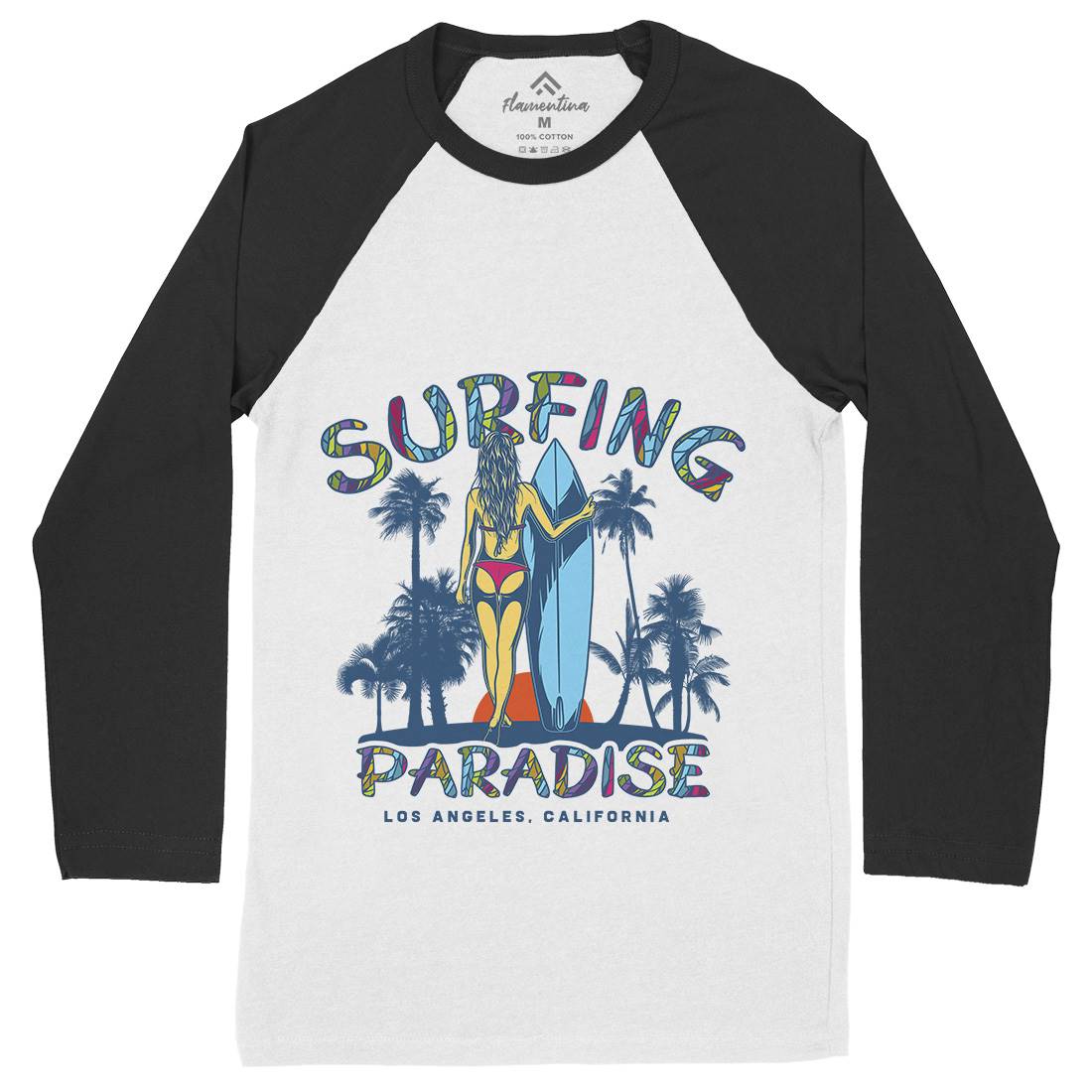Surfing Paradise La Mens Long Sleeve Baseball T-Shirt Surf D990
