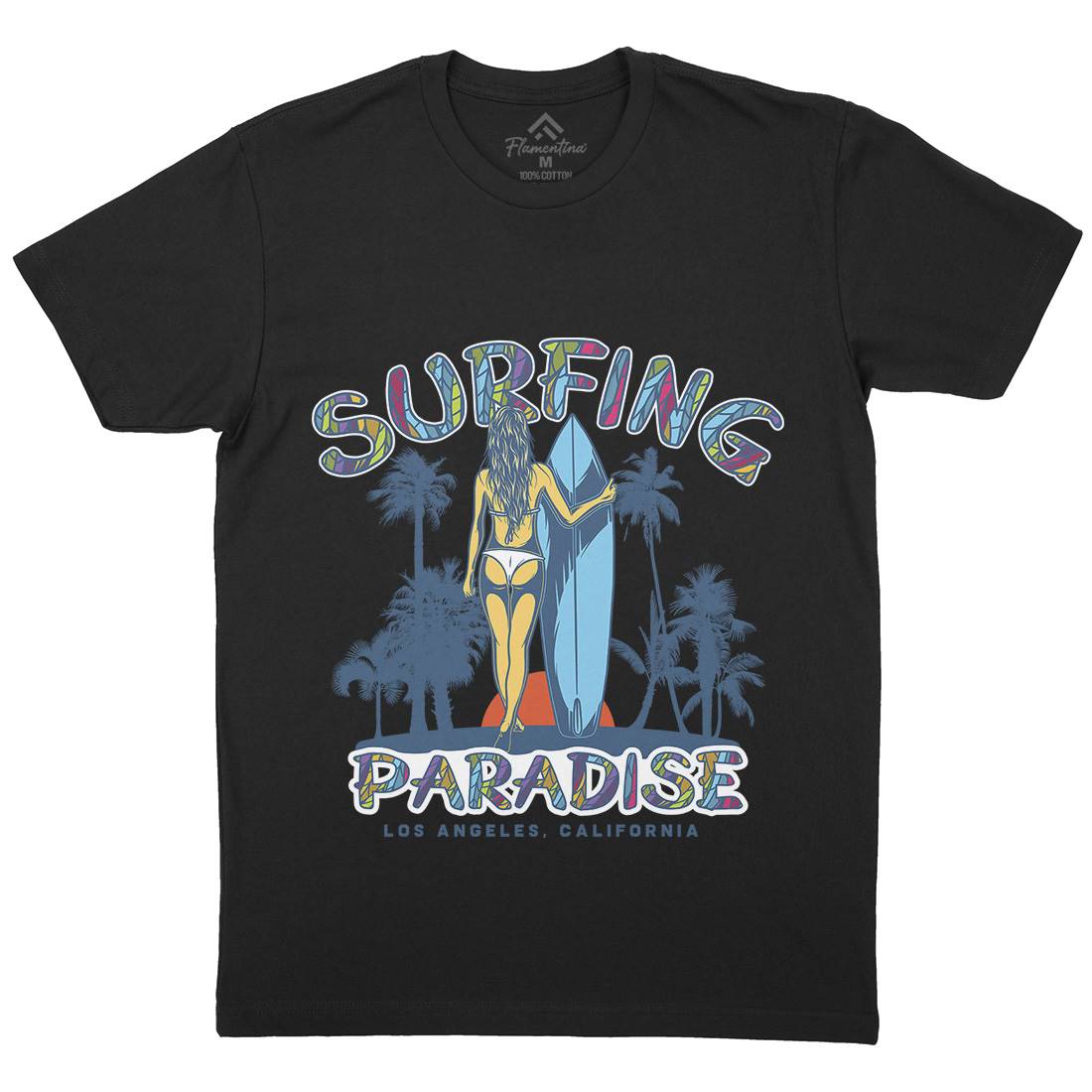 Surfing Paradise La Mens Organic Crew Neck T-Shirt Surf D990