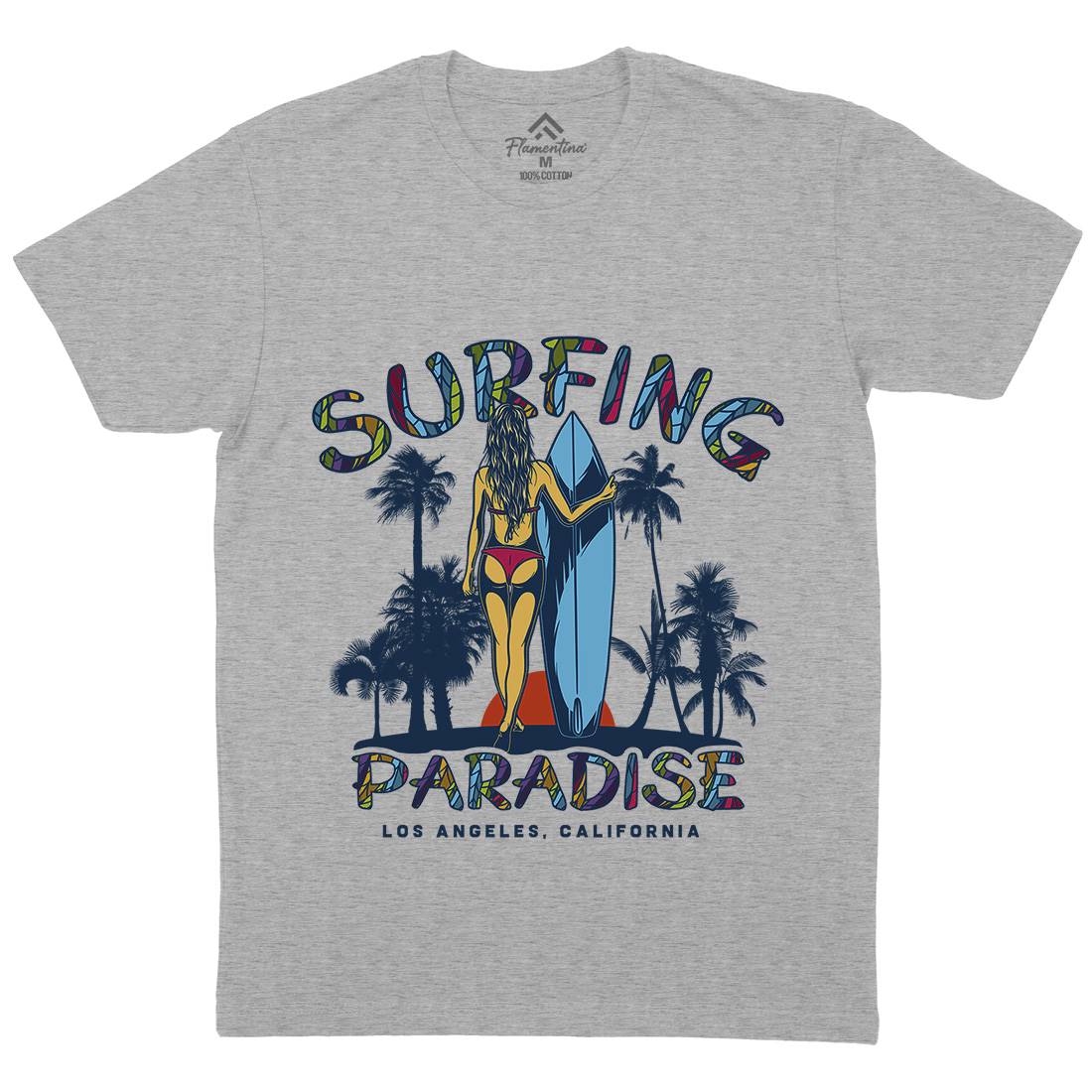 Surfing Paradise La Mens Crew Neck T-Shirt Surf D990