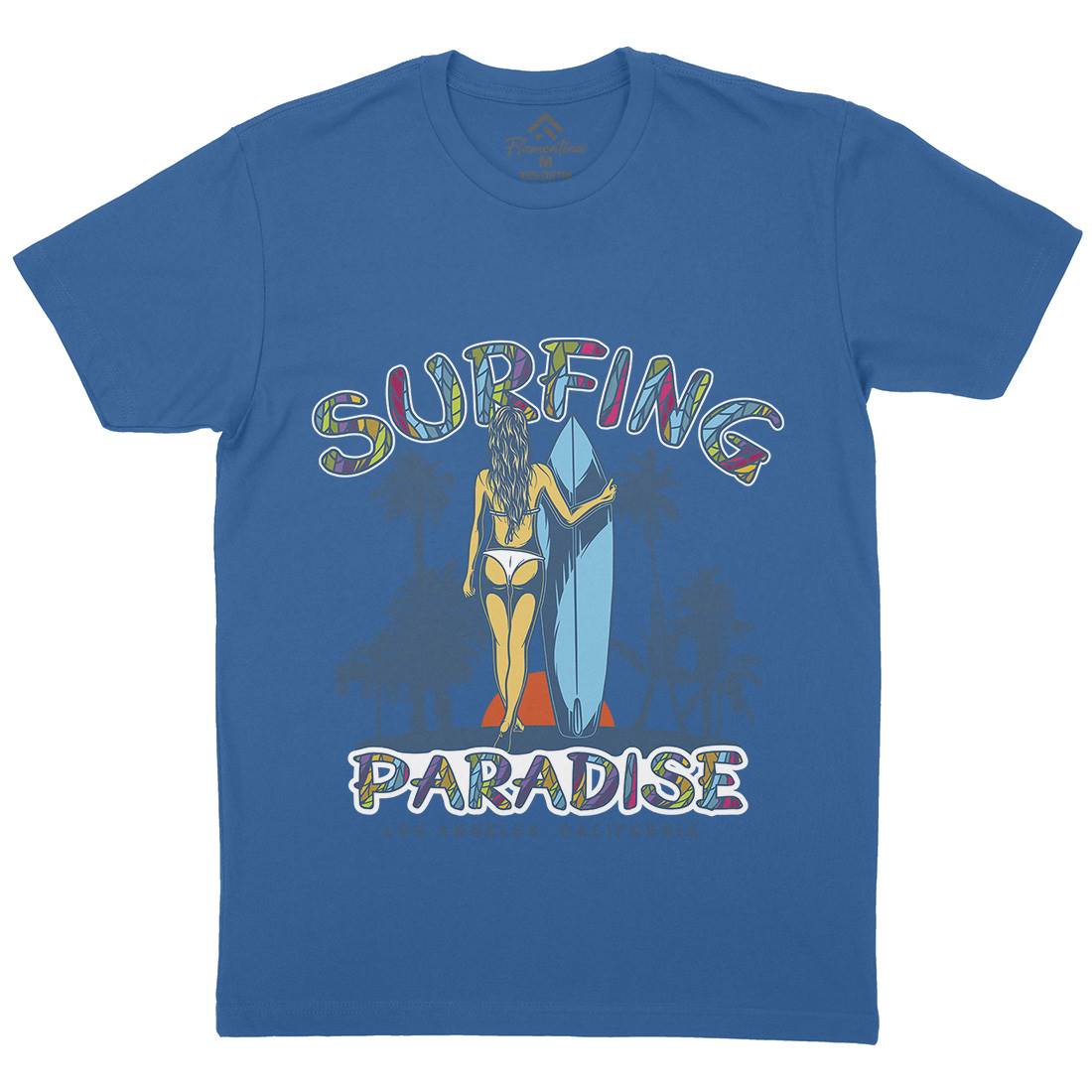 Surfing Paradise La Mens Crew Neck T-Shirt Surf D990