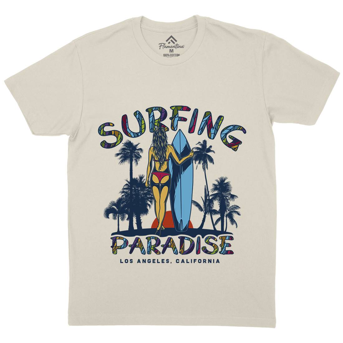 Surfing Paradise La Mens Organic Crew Neck T-Shirt Surf D990