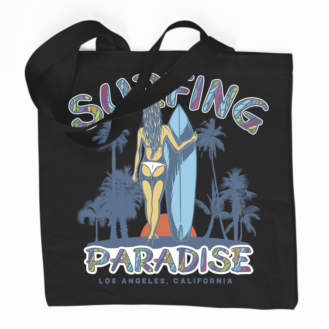 Surfing Paradise La Organic Premium Cotton Tote Bag Surf D990