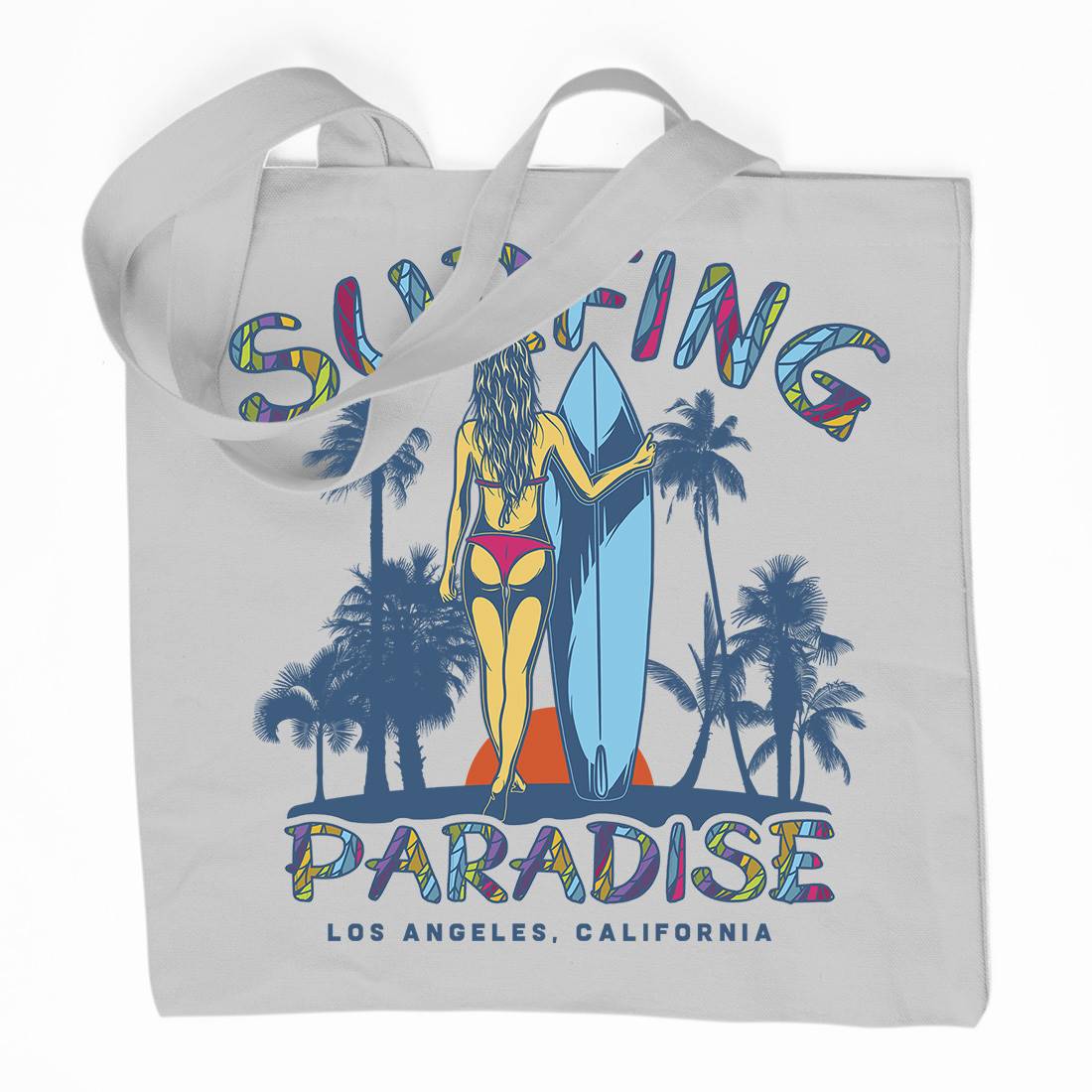 Surfing Paradise La Organic Premium Cotton Tote Bag Surf D990