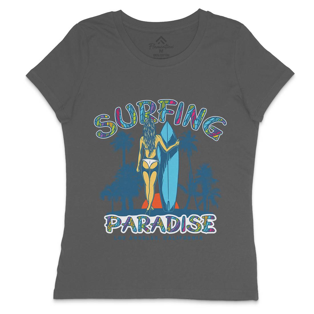 Surfing Paradise La Womens Crew Neck T-Shirt Surf D990