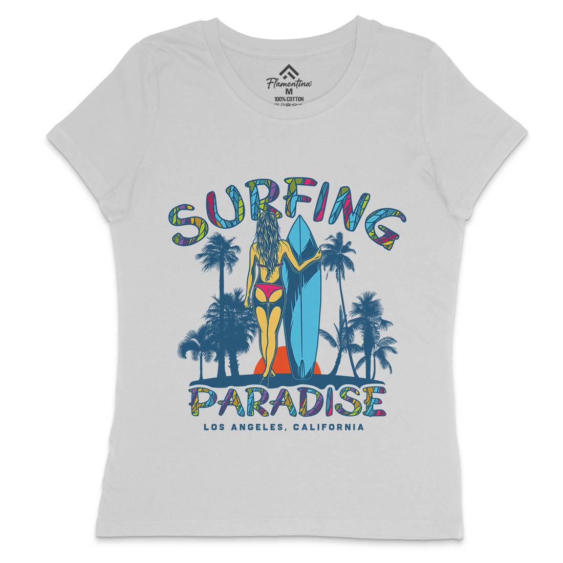 Surfing Paradise La Womens Crew Neck T-Shirt Surf D990