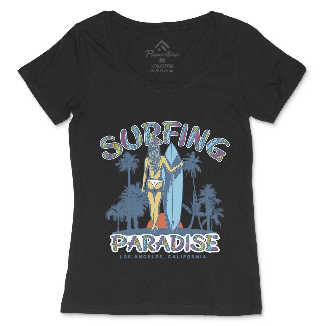 Surfing Paradise La Womens Scoop Neck T-Shirt Surf D990