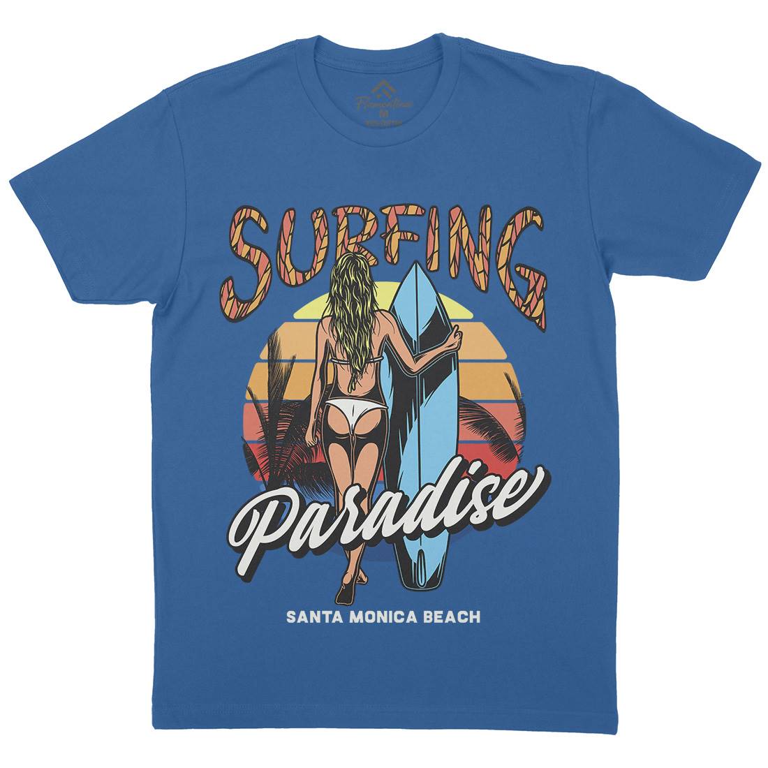 Surfing Paradise Santa Monica Mens Crew Neck T-Shirt Surf D991