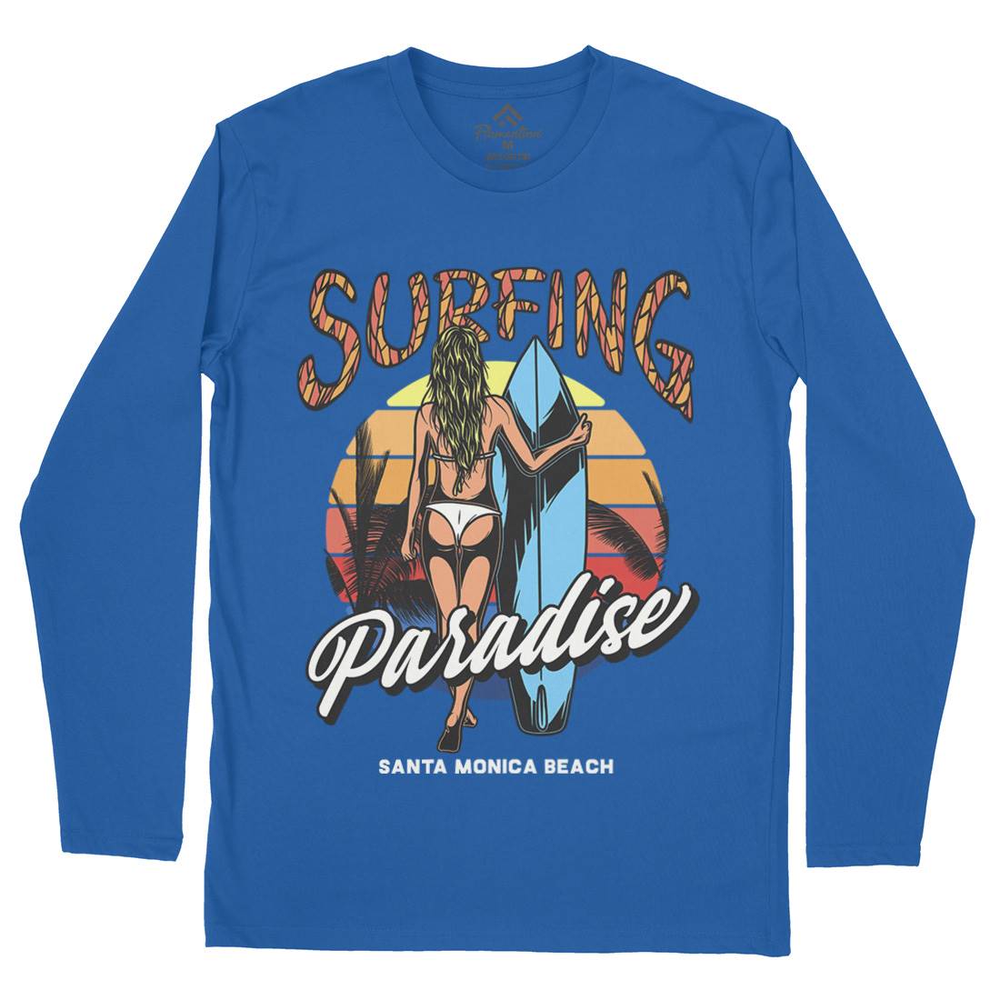 Surfing Paradise Santa Monica Mens Long Sleeve T-Shirt Surf D991