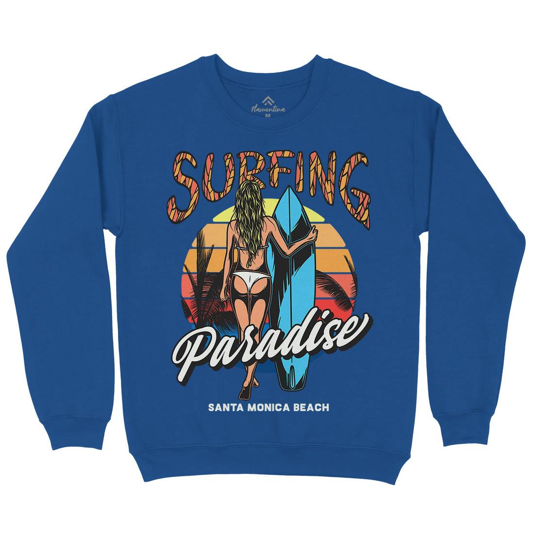 Surfing Paradise Santa Monica Mens Crew Neck Sweatshirt Surf D991
