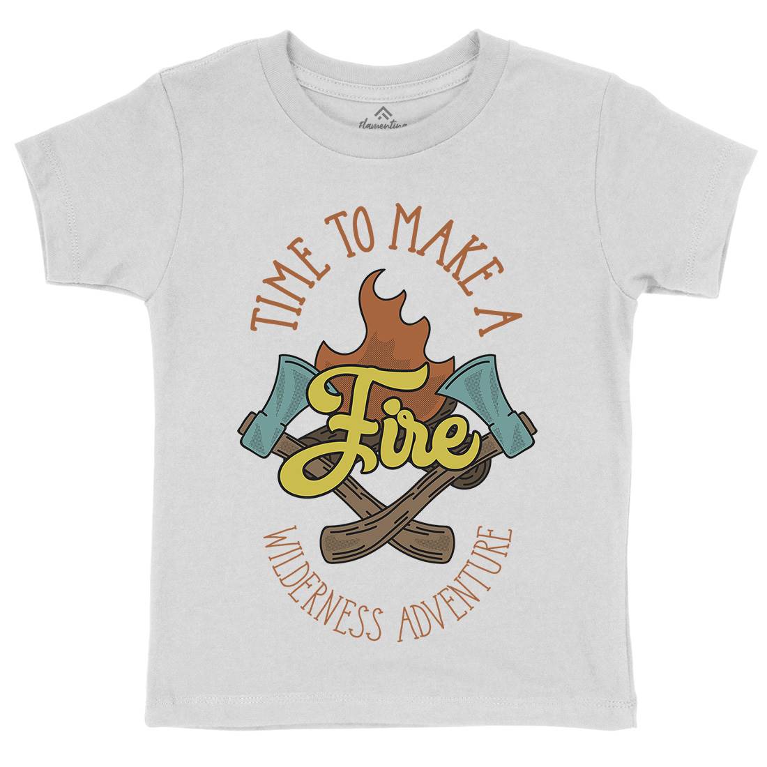 Time To Make Fire Kids Organic Crew Neck T-Shirt Nature D992