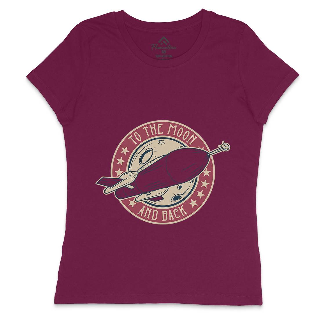 To The Moon Womens Crew Neck T-Shirt Space D993