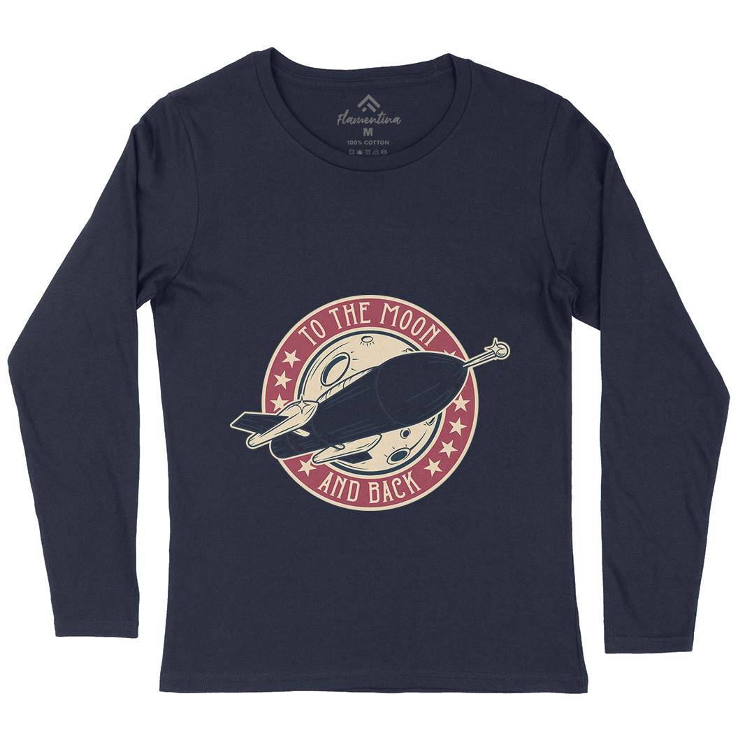 To The Moon Womens Long Sleeve T-Shirt Space D993