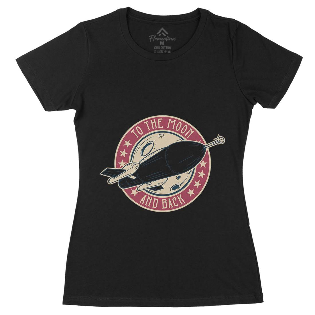 To The Moon Womens Organic Crew Neck T-Shirt Space D993