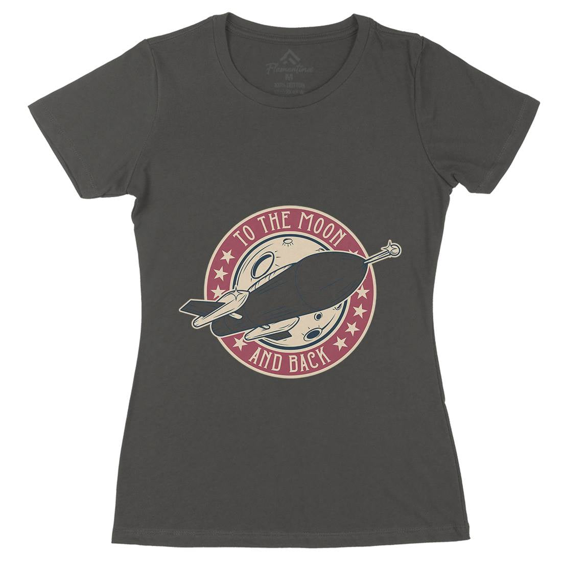 To The Moon Womens Organic Crew Neck T-Shirt Space D993