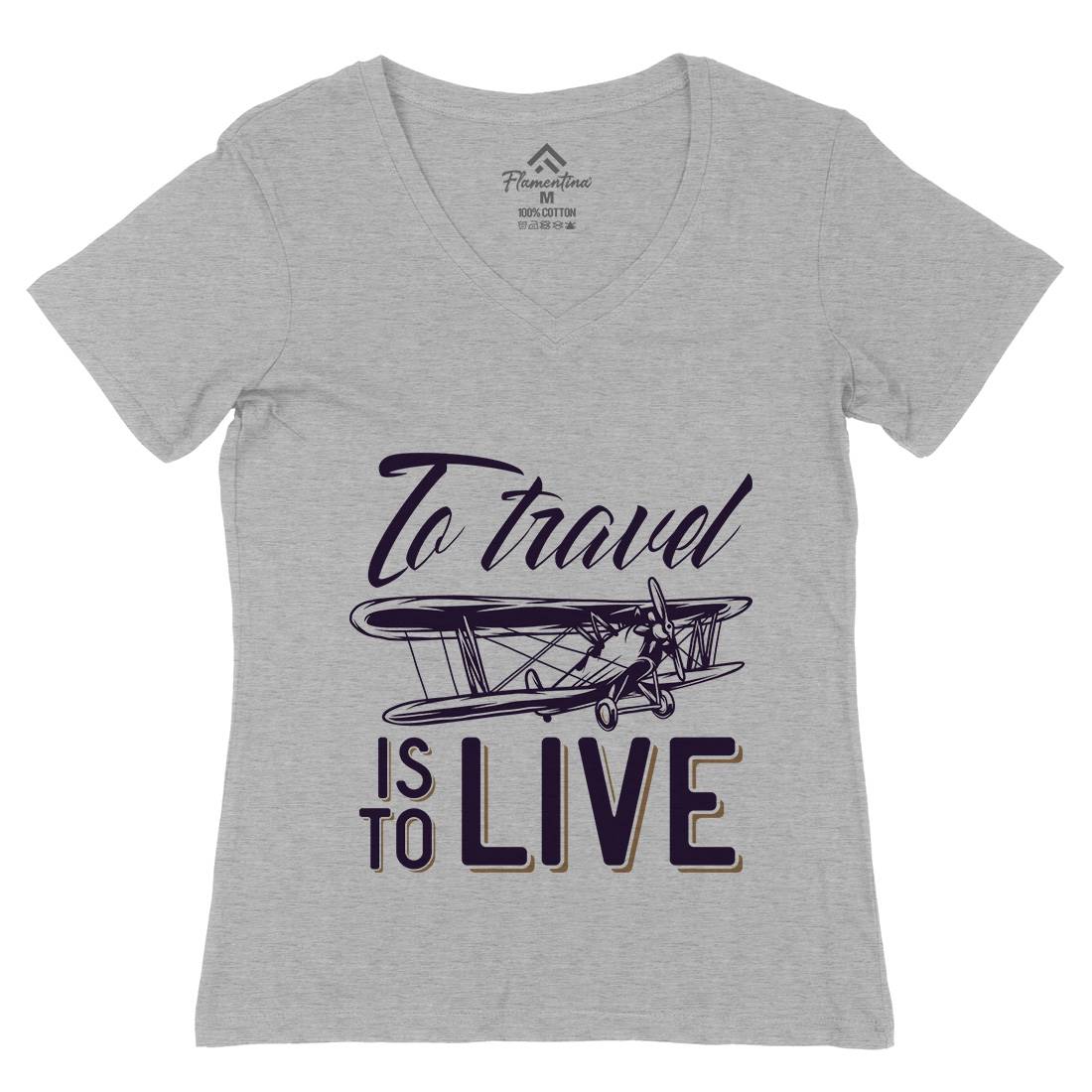 Travel Live Womens Organic V-Neck T-Shirt Vehicles D994