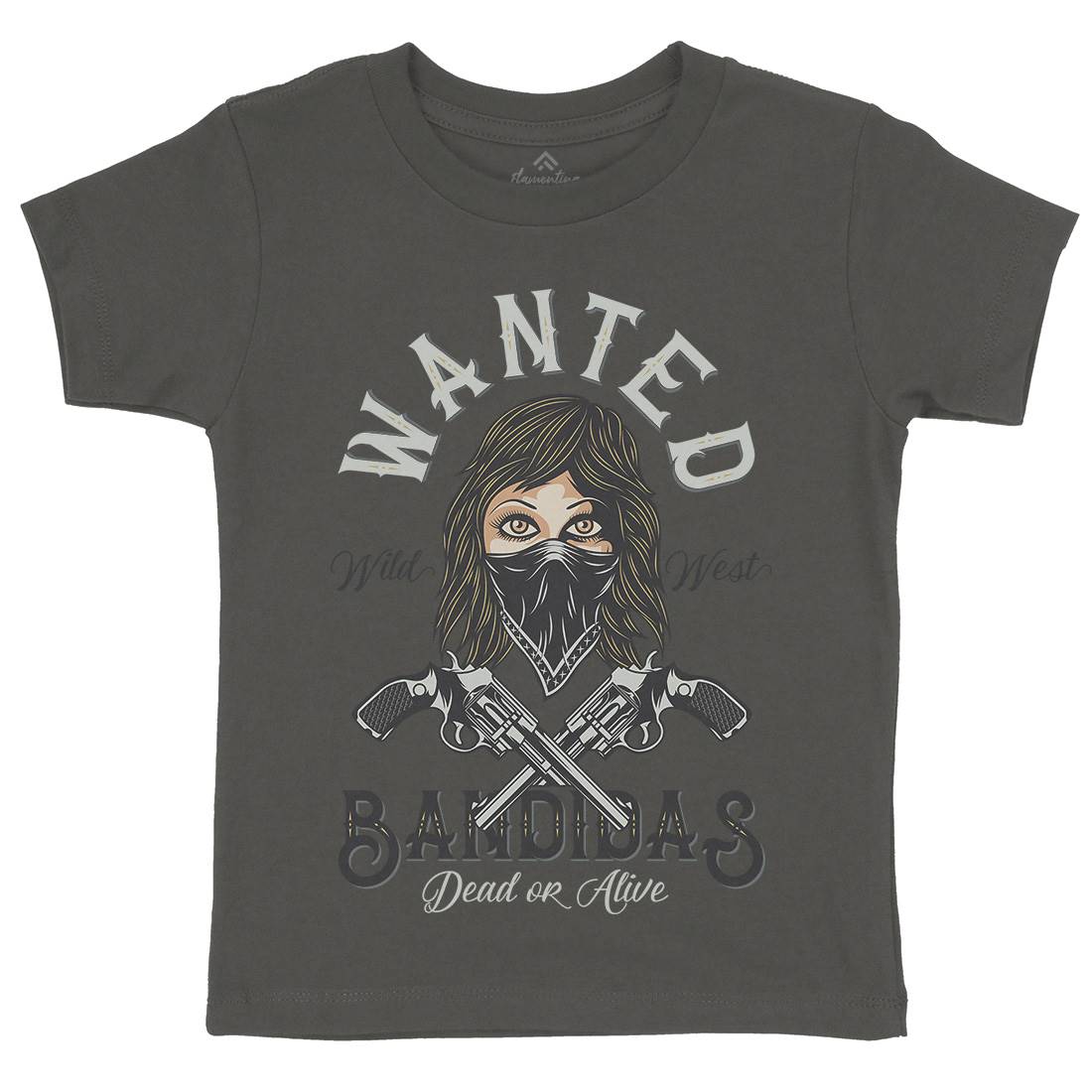 Wanted Bandidas Kids Crew Neck T-Shirt Retro D995