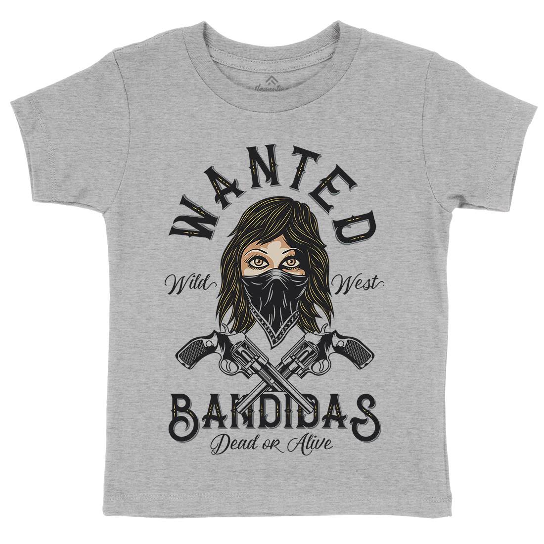Wanted Bandidas Kids Crew Neck T-Shirt Retro D995