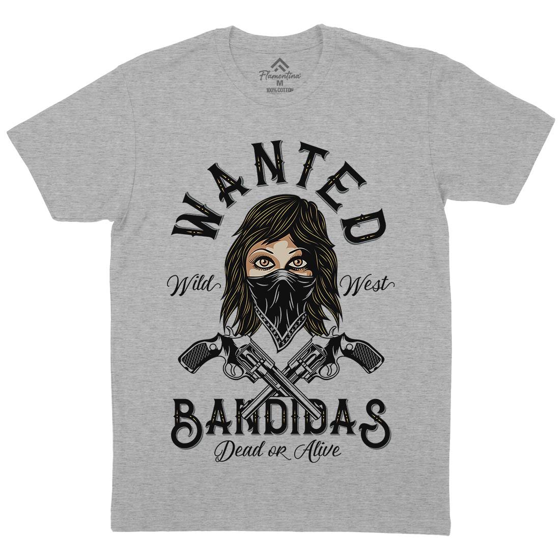 Wanted Bandidas Mens Crew Neck T-Shirt Retro D995